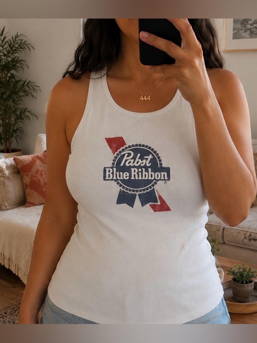 White Ribbed Tank Top